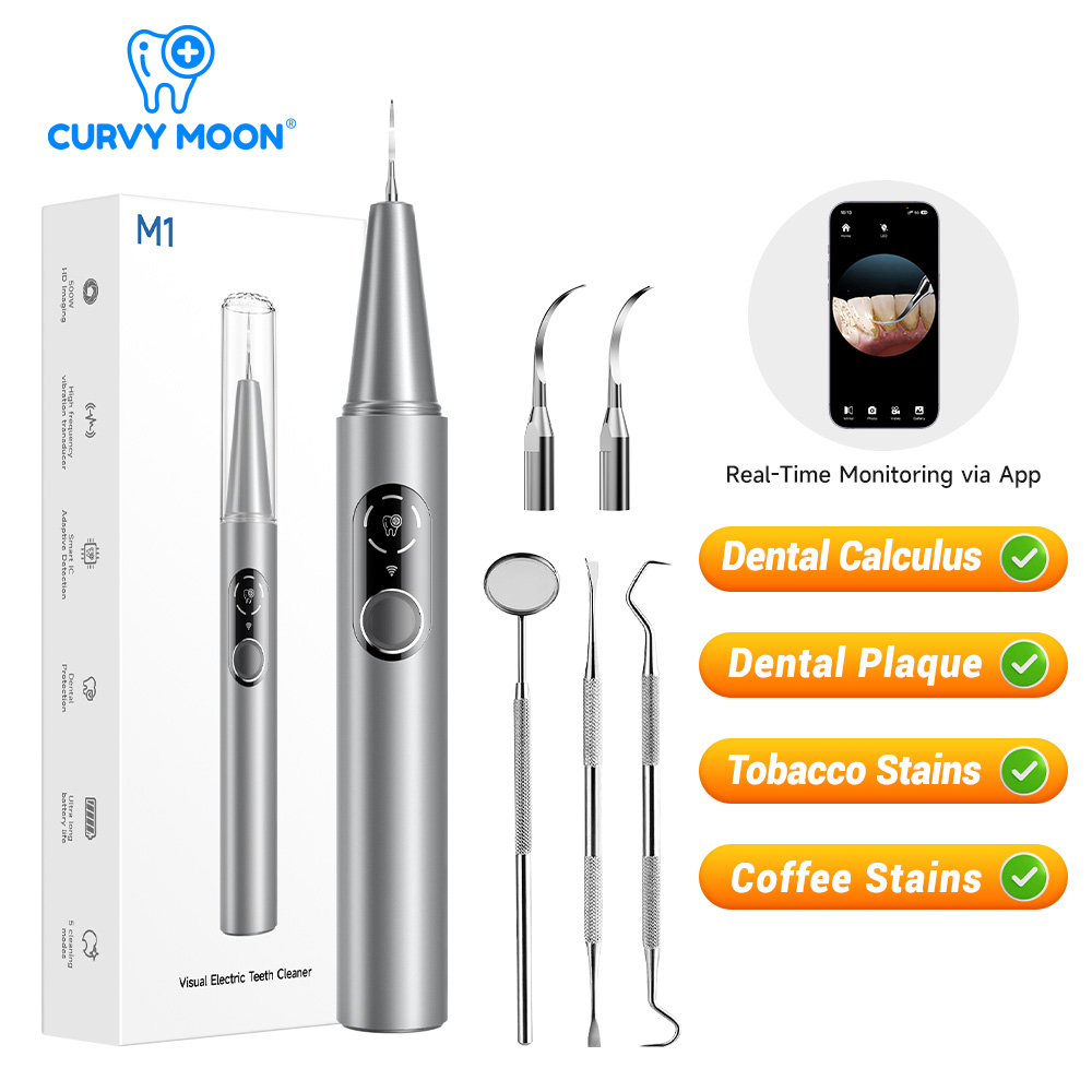Teeth Whitening And Stain Removal - CURVY MOON Pembersih Gigi Ultrasonik Elektrik
