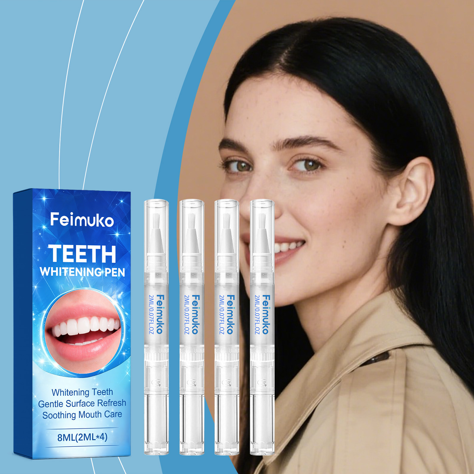 Teeth Whitening Kit At Home - Feimuko Kit Pena Pemutih Gigi Lembut