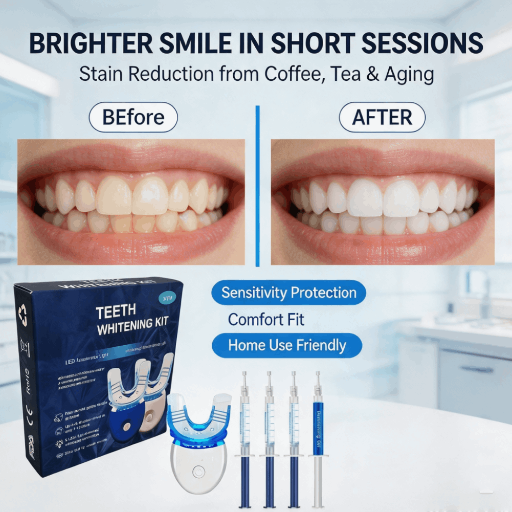 Teeth Whitening Kit At Home - Kit Pemutih Gigi Profesional Gel LEDLight
