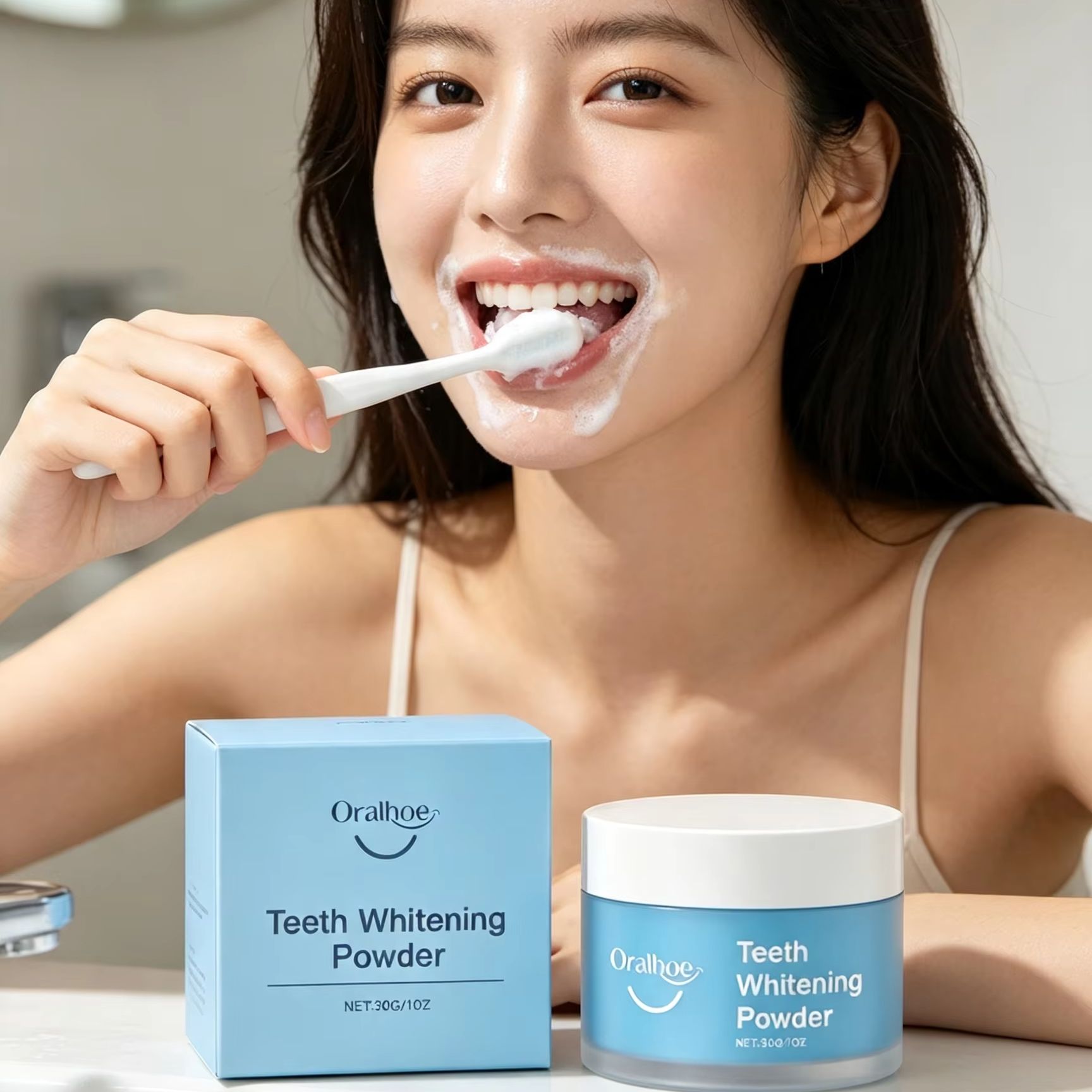 Bubuk Gigi Oralhoe untuk Membe - Teeth Whitening Instant ulasan dan harga