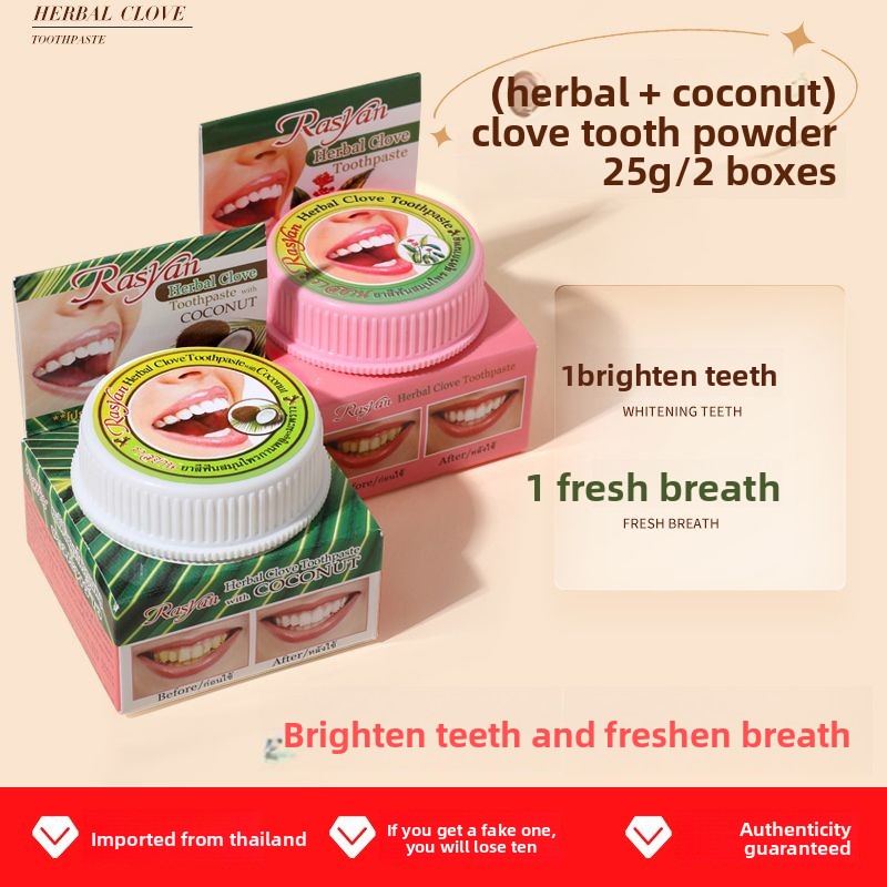 Bubuk Gigi Cengkeh/Kelapa Thai - Teeth Whitening Instant ulasan dan harga